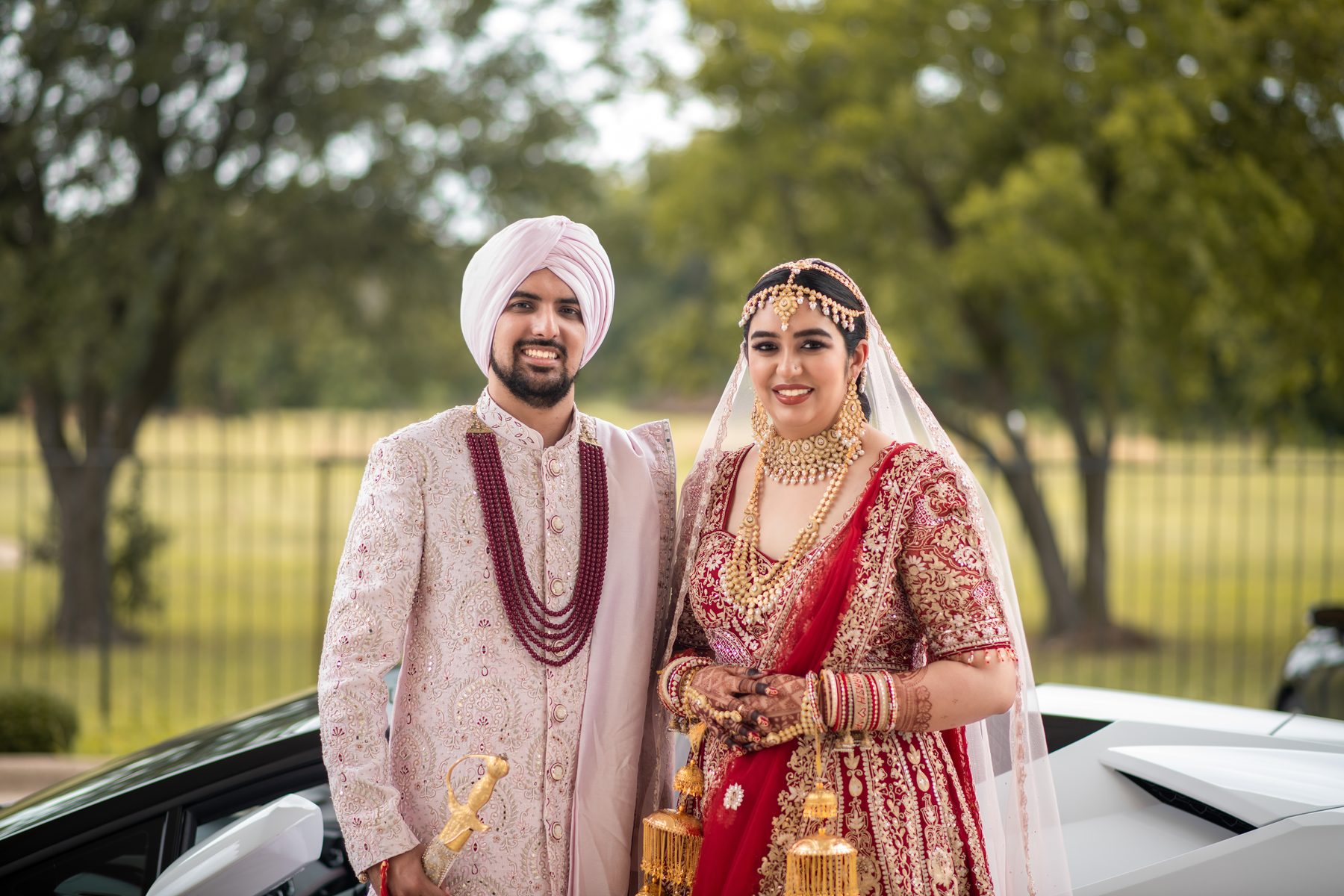 Sunlit wedding portrait