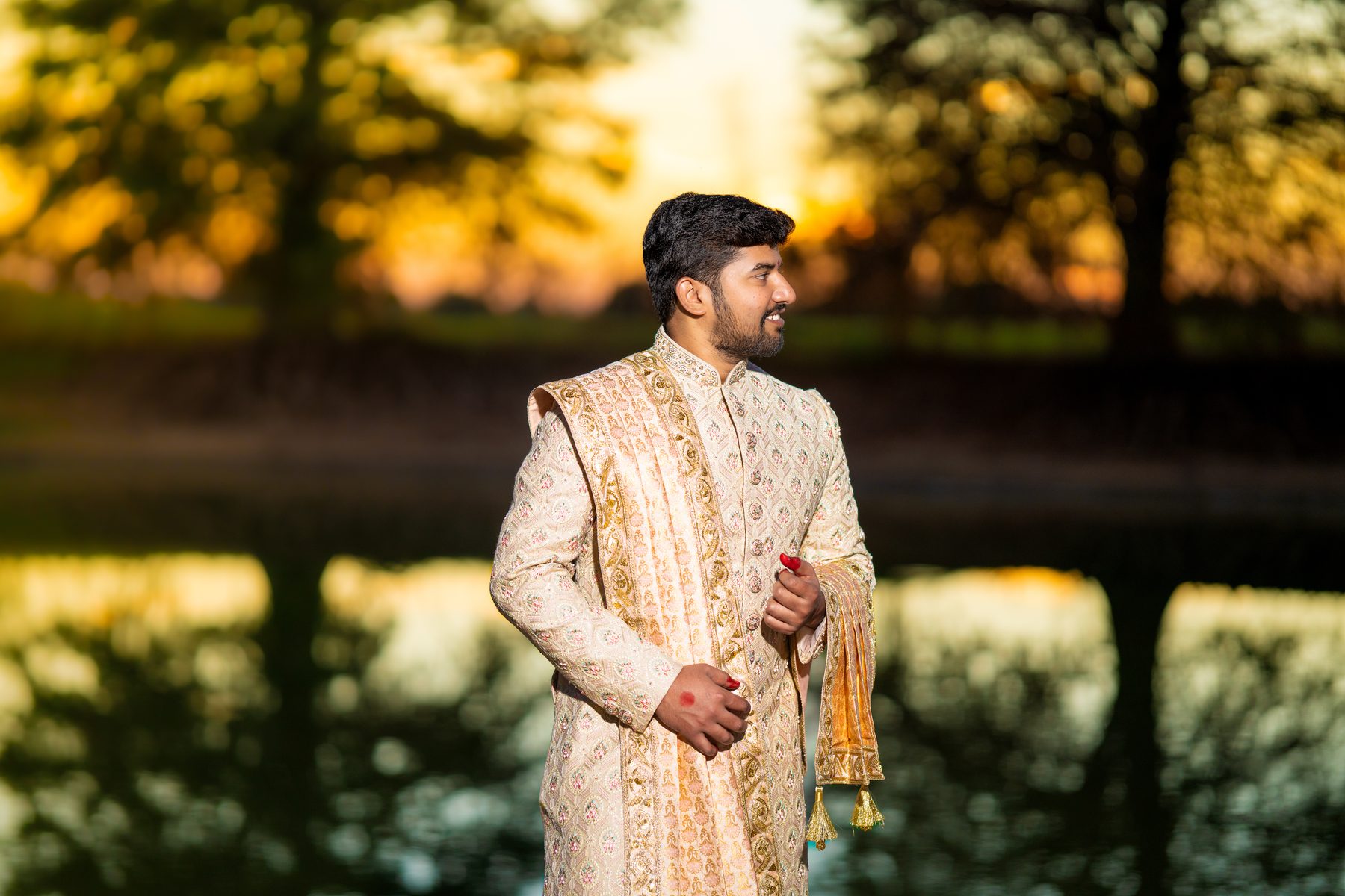 Sunset wedding moment
