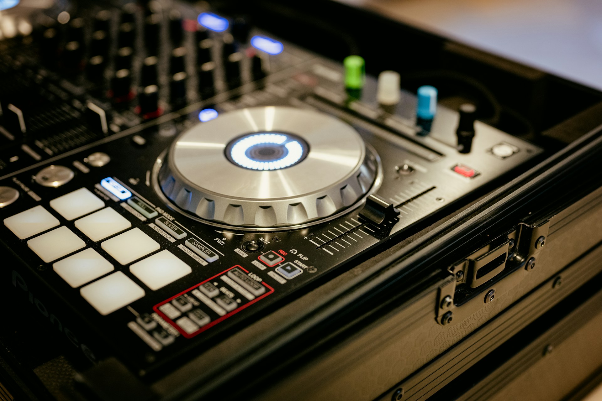 Pioneer DJ controller in flight case