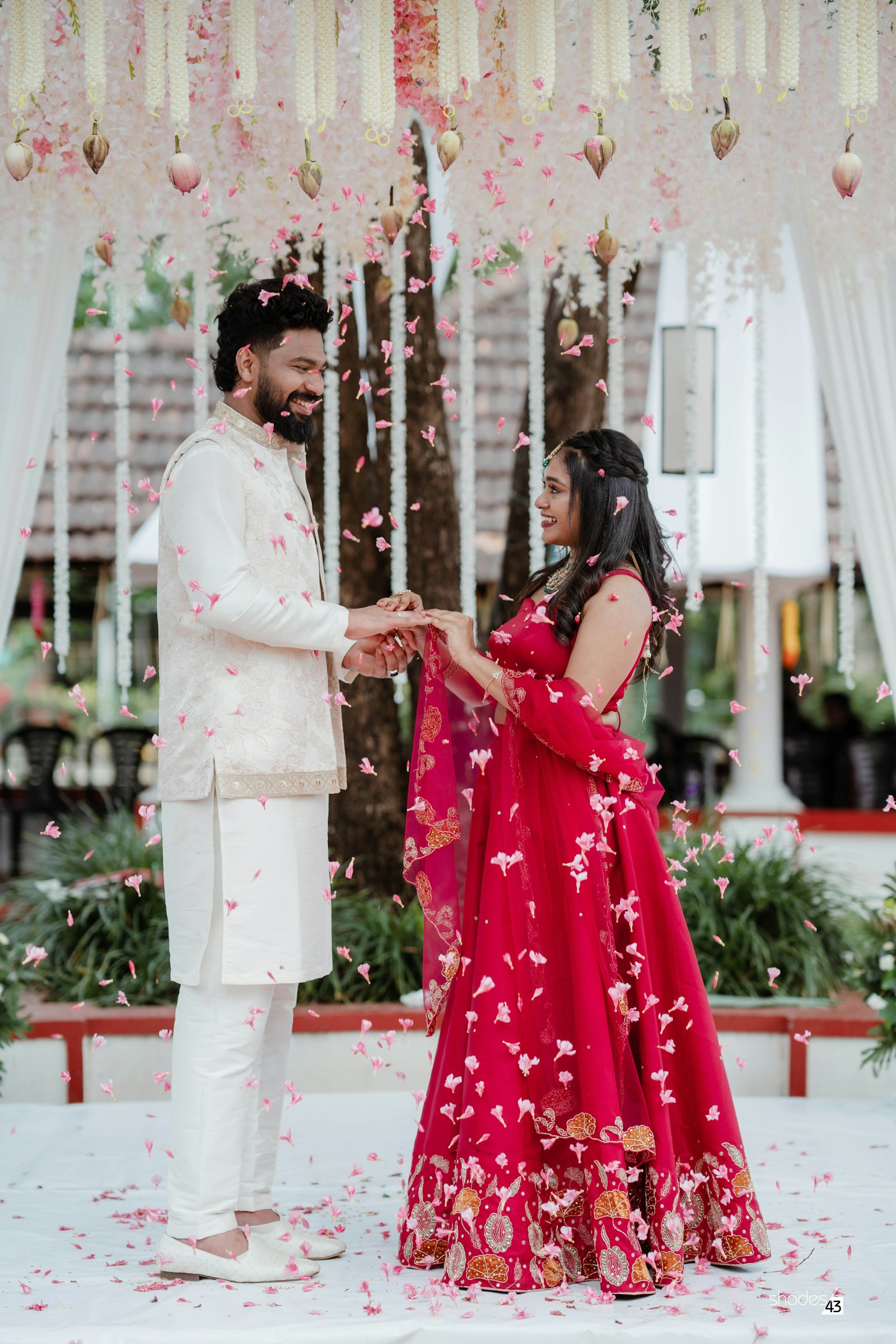 Indian sangeet celebration with floral decor