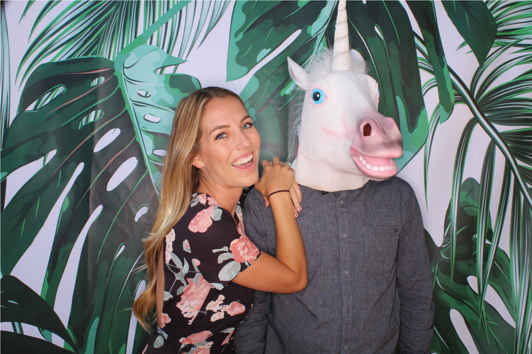 Custom photo booth with props and backdrop